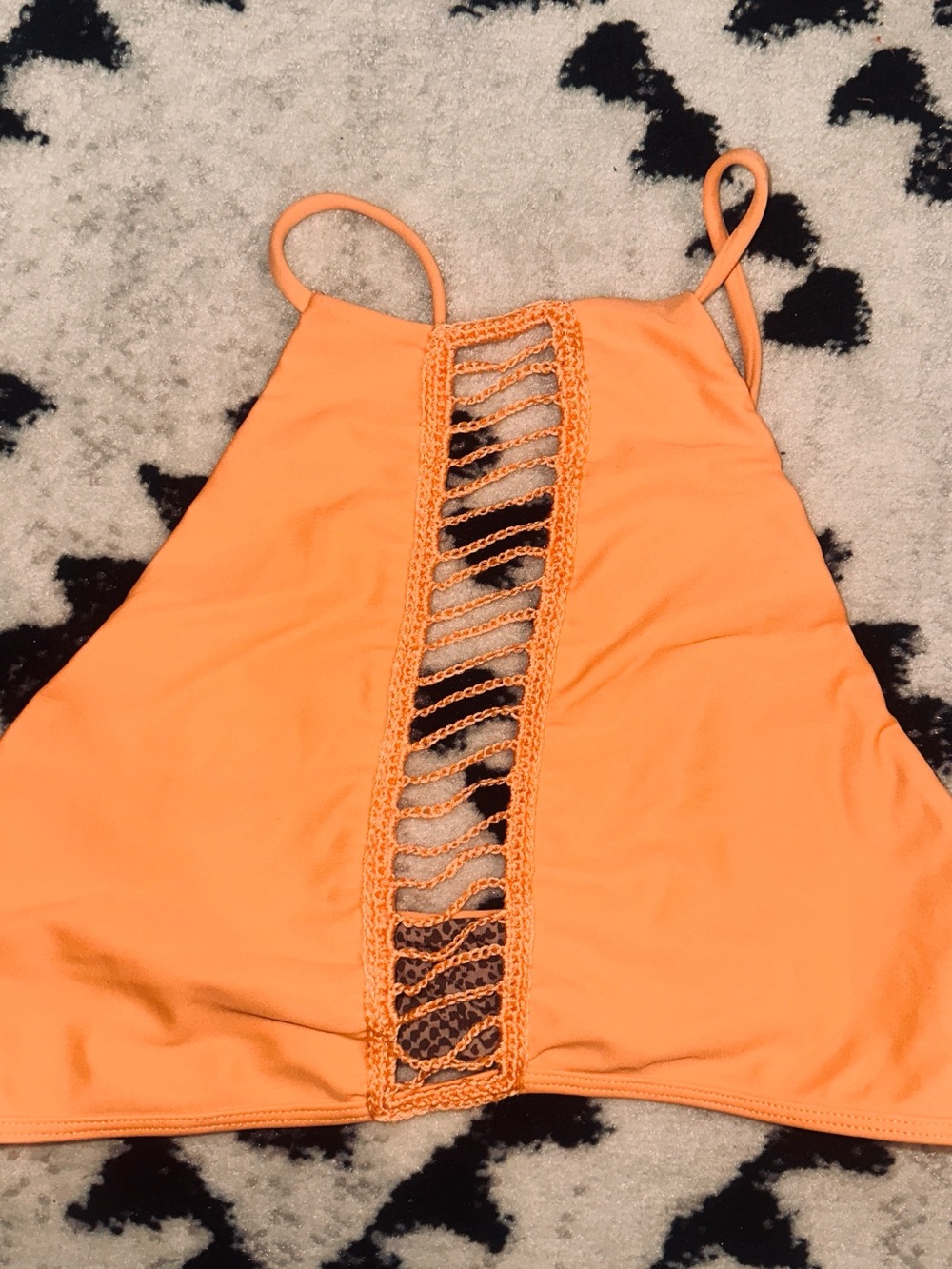 acacia swimwear Orange Crochet-Front Bikini Top